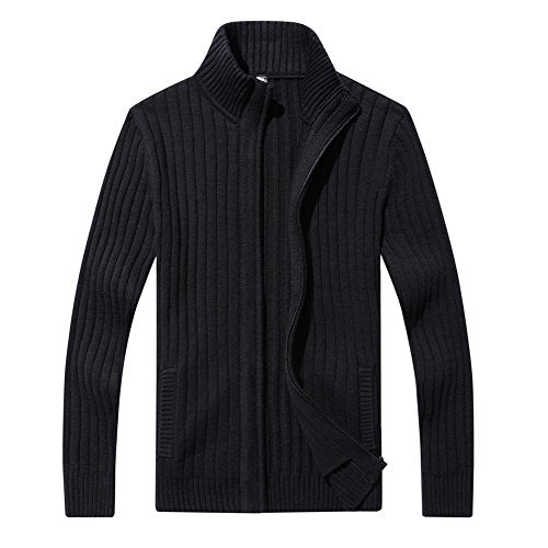 aoli ray – Cardigan Homme Zippé Slim Fit – Veste Tricotée à Col Droit & 2 Poches