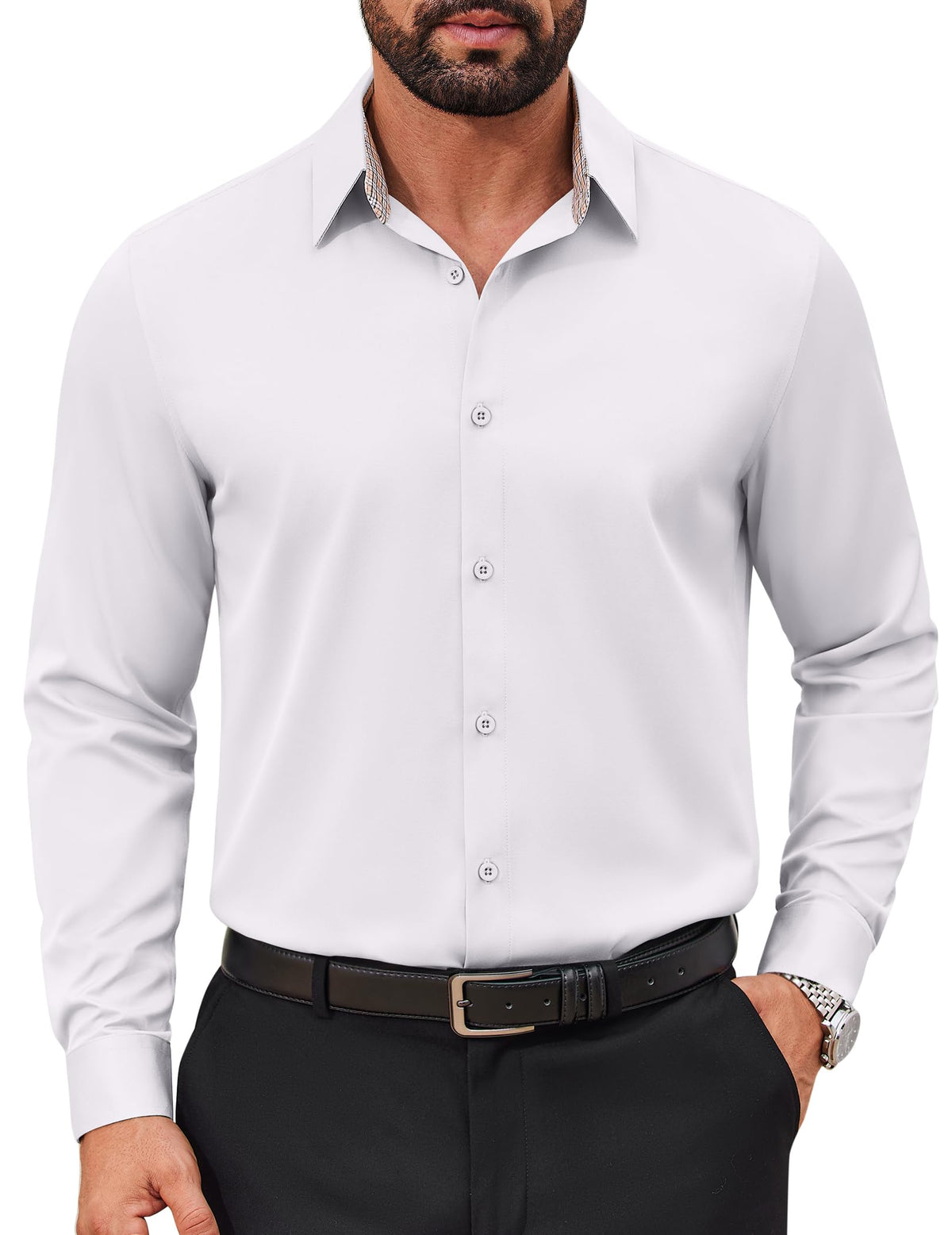 COOFANDY – Chemise homme infroissable à manches longues – Coupe régulière, style business et décontracté
