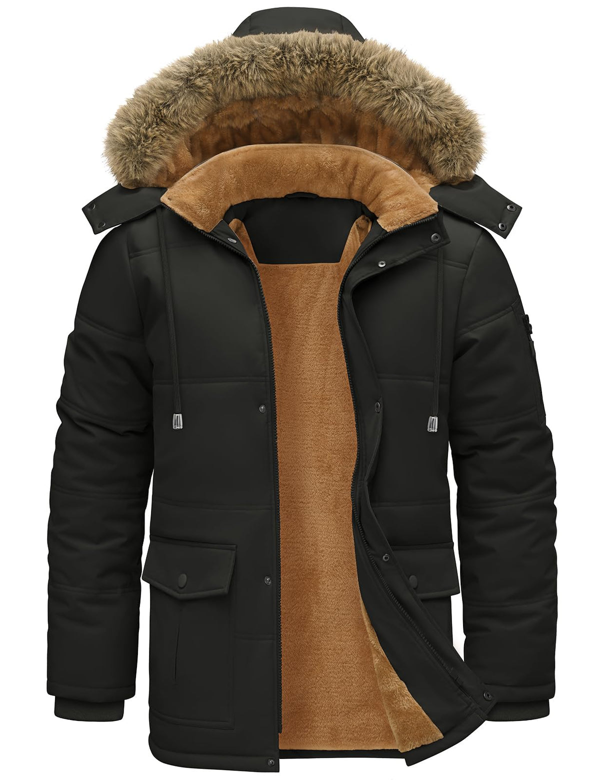 TOMEEK – Parka d'hiver pour homme à capuche amovible – Manteau chaud, polaire et coupe-vent