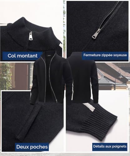 Cardigan homme CoXuantion zippé à col montant