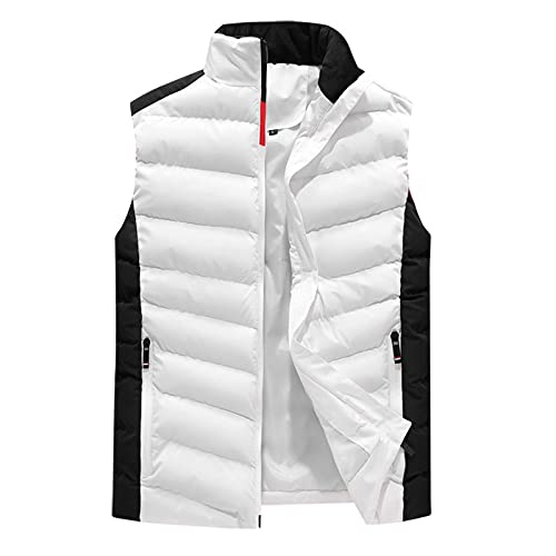 FSFA – Doudoune sans manches à capuche pour homme – Gilet chaud zippé color-block pour l’hiver