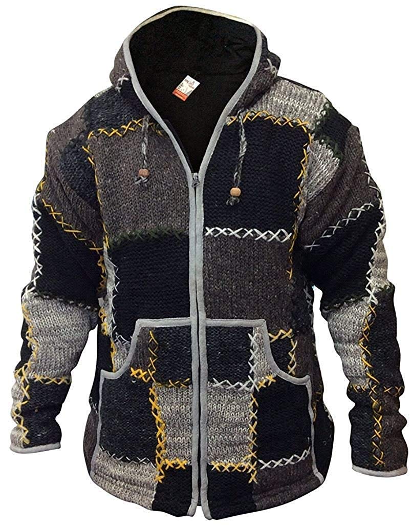 SHOPOHOLIC FASHION – Veste Homme en Laine Style Patchwork – Très Chaude & Élégante