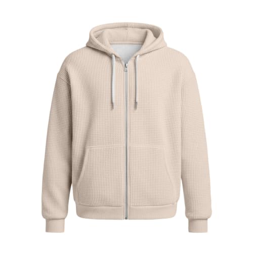 Veste homme à capuche zippée, coupe oversize gaufrée