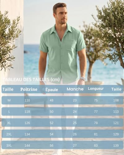 LVCBL – Chemise Homme Manches Courtes – Légère, Confortable & Décontractée pour l’Été