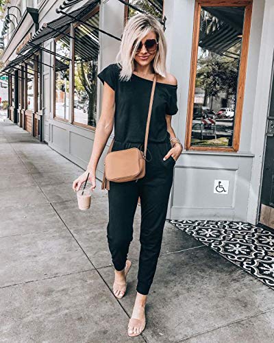 🖤 PRETTYGARDEN – Combinaison Femme à Épaules Dénudées, Taille Élastique & Coupe Décontractée