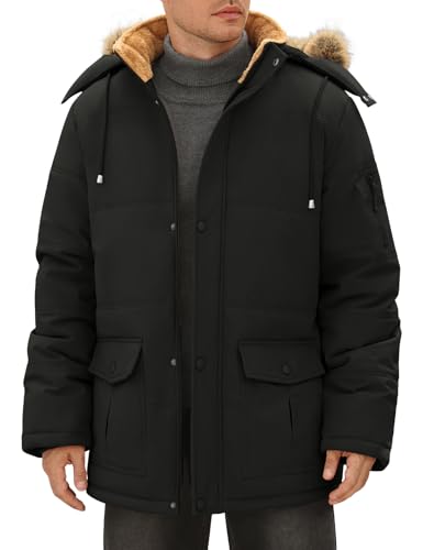TOMEEK – Parka d'hiver pour homme à capuche amovible – Manteau chaud, polaire et coupe-vent