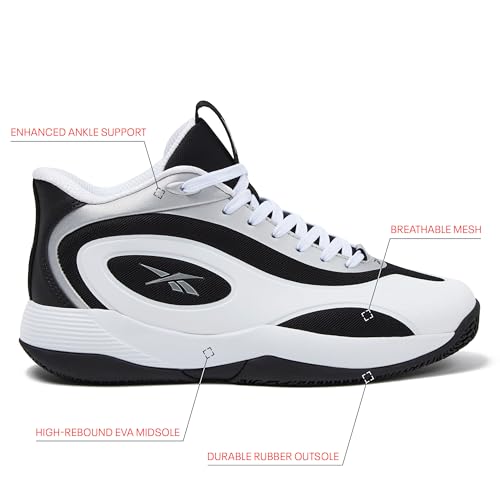 Reebok Open Gym High Top – Chaussures Basketball Homme Blanc, Noir & Argent