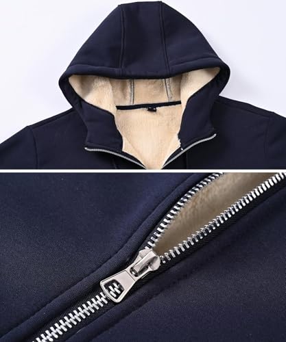 Sweat-shirt zippé à capuche pour homme – Veste polaire chaude avec poches pour l’hiver