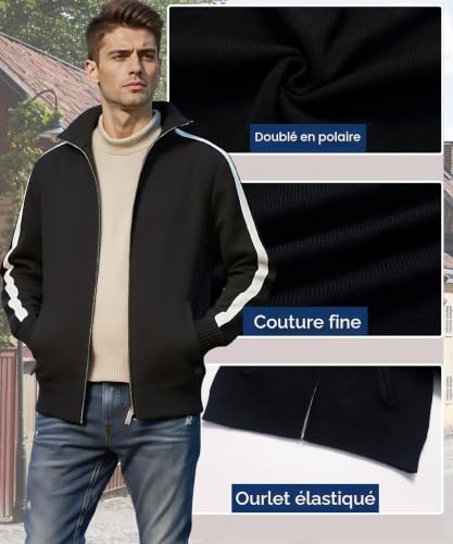 Cardigan homme CoXuantion zippé à col montant