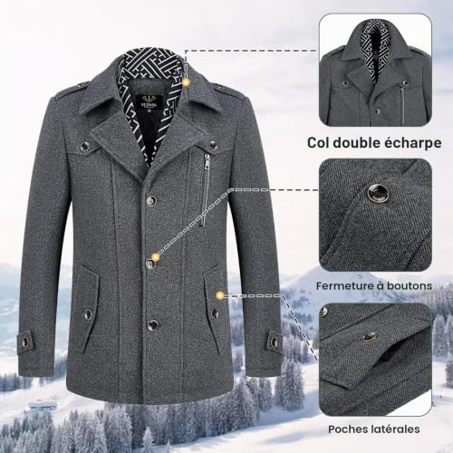 Manteau en laine pour homme – Trench-coat chaud et élégant pour l’hiver