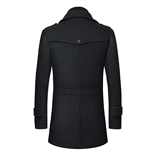 Manteau mi-long en laine pour homme – Trench-coat à double col épais, chic et élégant automne/hiver