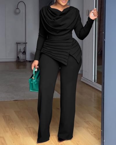 🖤 CHICME – Combinaison Femme Élégante à Col Bénitier, Taille Cintrée & Pantalon Large Asymétrique