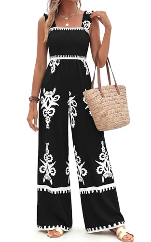 🌸 PRETTYGARDEN – Combinaison bohème fleurie pour femme, bretelles froncées et pantalon palazzo