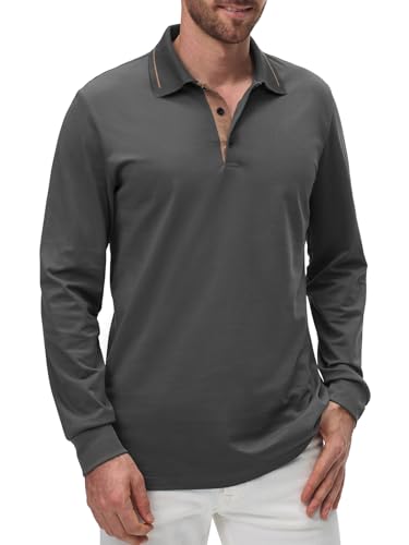 Comilaka – Polo homme décontracté en coton – Manches longues et style classique