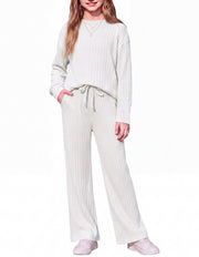 Ensemble fille Arshiner haut et pantalon en maille côtelée