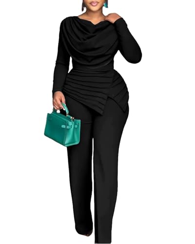 🖤 CHICME – Combinaison Femme Élégante à Col Bénitier, Taille Cintrée & Pantalon Large Asymétrique