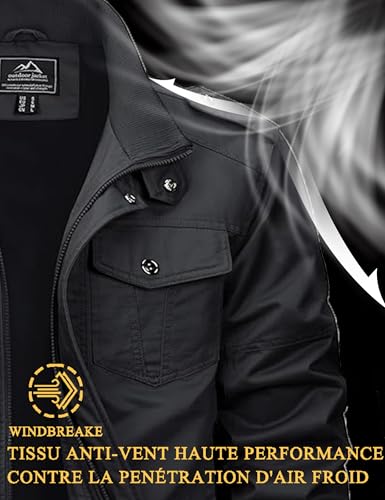 MAGCOMSEN – Veste Cargo Militaire pour Homme – Blouson Léger Coupe-Vent en Coton, Zippé & Multipoches