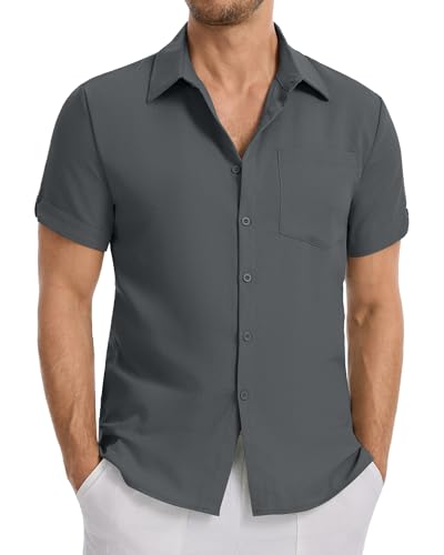 LVCBL – Chemise Homme Manches Courtes – Légère, Confortable & Décontractée pour l’Été