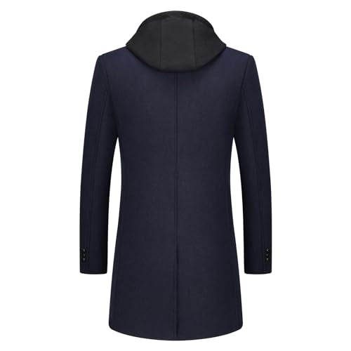 Manteau en laine pour homme avec capuche amovible – Manteau long, chaud et élégant pour l’hiver