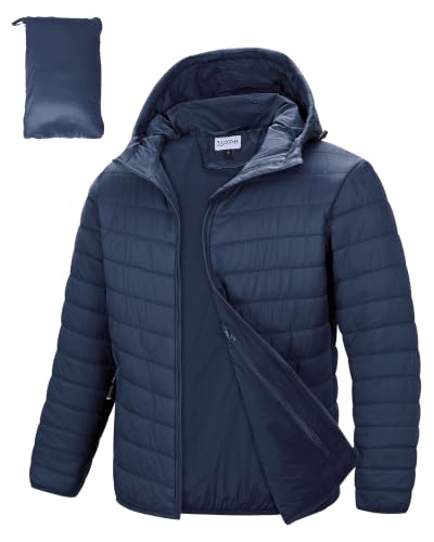 33,000ft – Veste matelassée légère à capuche pour homme – Chaude, résistante à l’eau et pliable