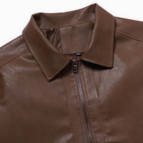 Blouson Moto Homme Hiver – Veste Style Cuir à Col Revers, Regular Fit & Look Biker