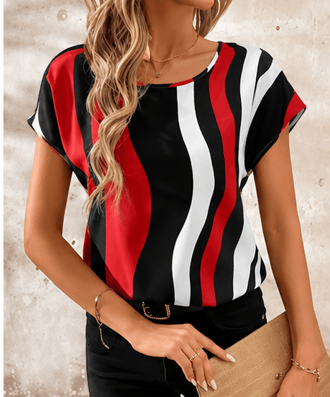 Blouse Femme à Rayures Verticales – Élégance Géométrique & Business Casual VELICYA