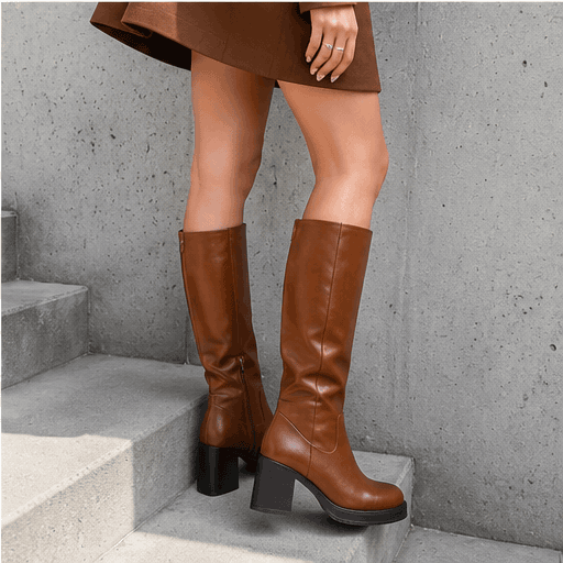 Bottes Hautes Femme Grande Taille – Talon Bloc & Élégance Intemporelle VELICYA