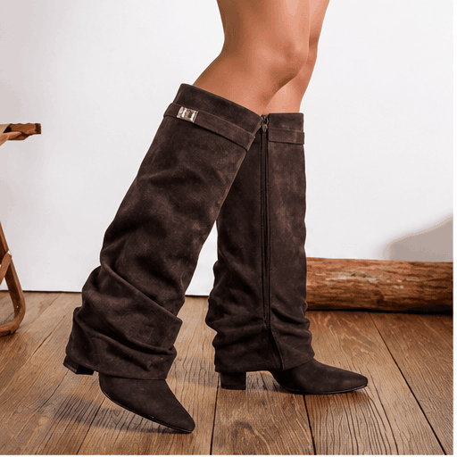 Bottes Hautes Femme à Bout Pointu – Talon Bloc & Style Chic Minimaliste VELICYA