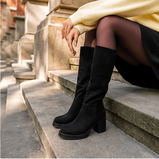 Bottes Hautes Femme Grande Taille – Talon Bloc & Élégance Intemporelle VELICYA