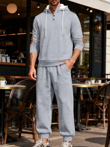 Survêtement Homme Jacquard 2 Pièces – Sweat à Capuche & Pantalon – Ensemble Casual Sportswear