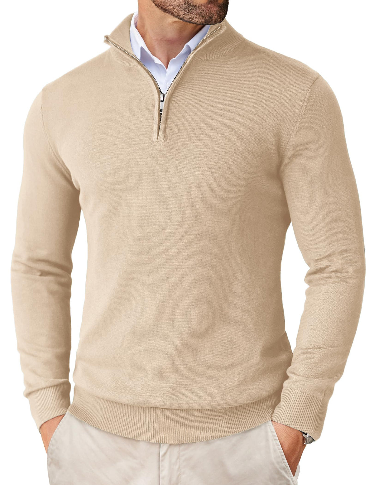 Pull homme COOFANDY en maille à col montant zippé