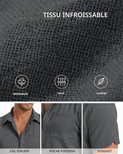 LVCBL – Chemise Homme Manches Courtes – Légère, Confortable & Décontractée pour l’Été