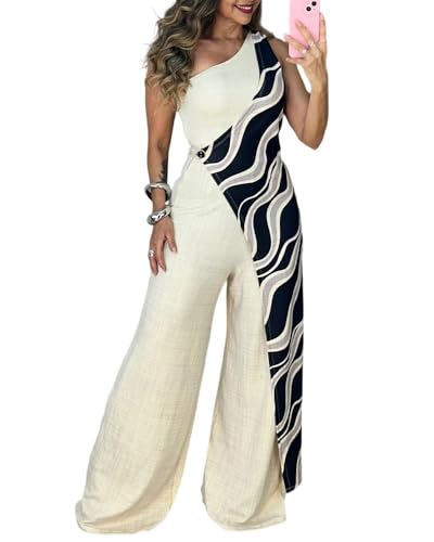 ✨ CHICME – Combinaison femme épaules dénudées, pantalon large et poches – style vacances chic