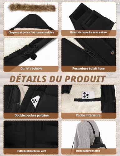 TOMEEK – Doudoune Imperméable Homme à Capuche Amovible – Manteau Chaud Outdoor pour l’Hiver