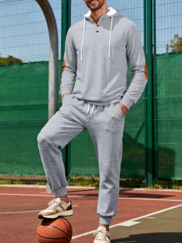 Survêtement Homme Jacquard 2 Pièces – Sweat à Capuche & Pantalon – Ensemble Casual Sportswear
