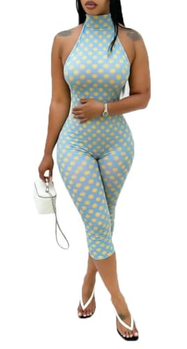 🔵 BOKITECAO – Combinaison femme dos nu à pois, col américain et coupe moulante style corsaire