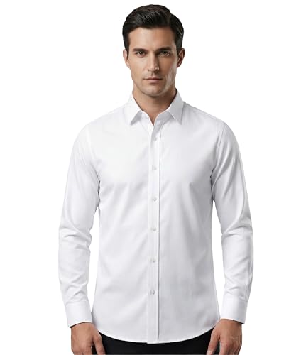 Chemise homme à col montant – Manches longues, extensible et infroissable – Style casual chic