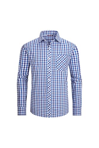 JupiterSecret – Chemise Homme à Carreaux en Coton – Style Décontracté avec Poche Poitrine