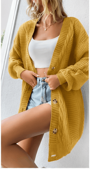 Cardigan Femme Oversize Boutonné – Maille Torsadée & Style Casual Chic VELICYA