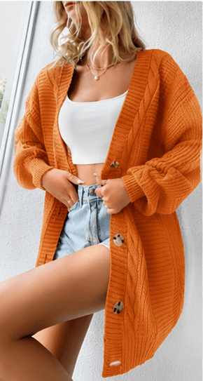 Cardigan Femme Oversize Boutonné – Maille Torsadée & Style Casual Chic VELICYA
