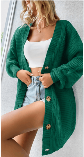 Cardigan Femme Oversize Boutonné – Maille Torsadée & Style Casual Chic VELICYA