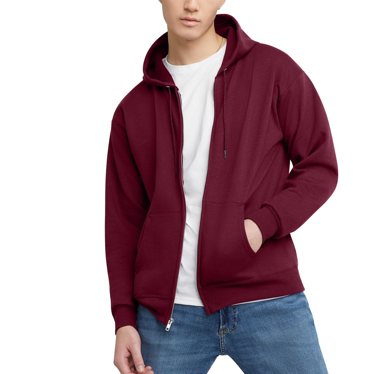 Hanes EcoSmart Fleece – Sweat à Capuche Homme Zippé – Hoodie Polaire Décontracté