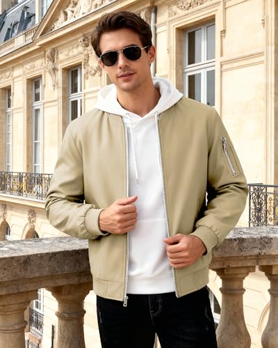 Autsel – Blouson mi-saison style bomber pour homme – Veste décontractée et urbaine