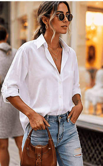 Chemisier Femme Élégant à Manches Retroussables – Style Minimaliste & Casual Chic VELICYA