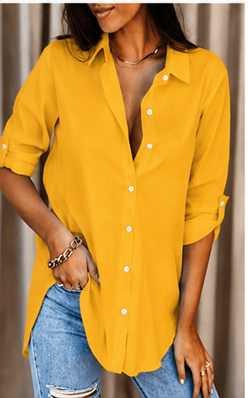 Chemisier Femme Élégant à Manches Retroussables – Style Minimaliste & Casual Chic VELICYA