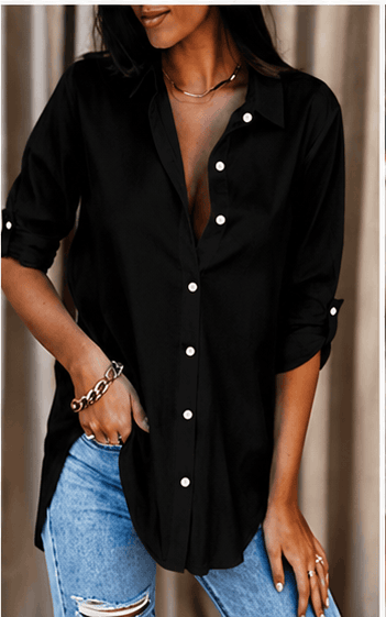 Chemisier Femme Élégant à Manches Retroussables – Style Minimaliste & Casual Chic VELICYA