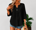 Blouse Femme Balvessa Col V – Manches 3/4 & Élégance Minimaliste VELICYA