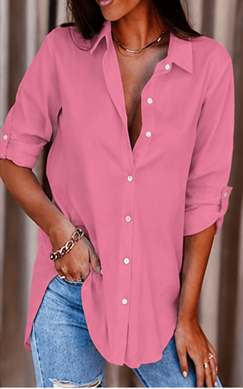 Chemisier Femme Élégant à Manches Retroussables – Style Minimaliste & Casual Chic VELICYA