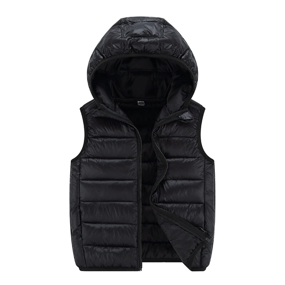 Manteau d’Hiver Sans Manches Enfant à Capuche – Noir – 4-5 Ans