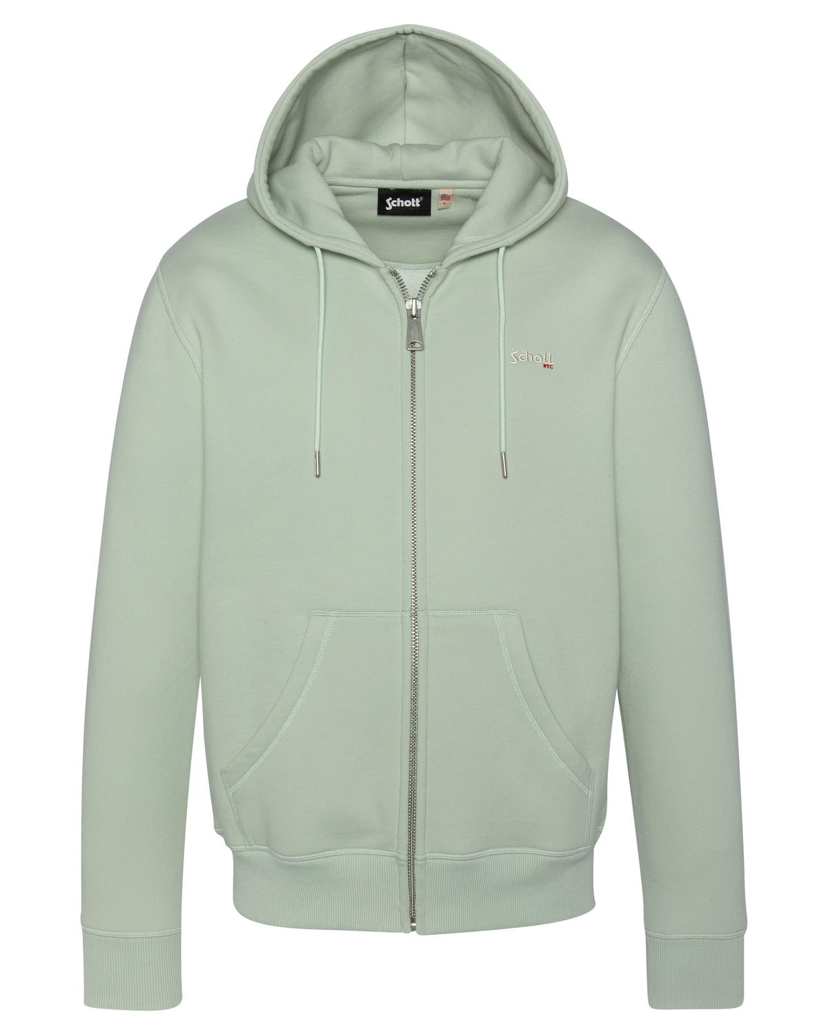 Schott NYC SWCASUAL3 – Sweat à Capuche Homme Vert – Style Casual avec Broderie